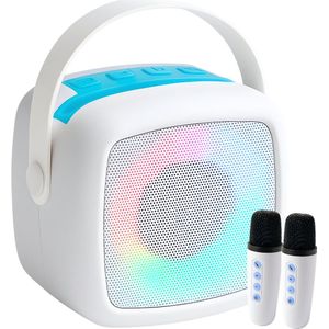 Lomera Karaoke Set Draadloos – Draadloze Microfoons – Bluetooth Speaker – RGB-Verlichting – Compacte Karaoke Set – Karaoke Set Mini – Bluetooth Speaker – AUX / USB – Stemvervorming Effecten – Feestelijke Sfeer – Draagbare Karaoke Speaker