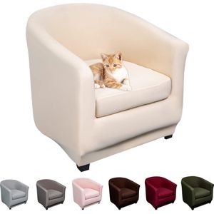 Fauteuilhoezen clubstoel stretch fauteuilbeschermer fauteuilhoes kuipstoelhoes bankhoes elastische antislip clubfauteuilhoezen hoes voor loungestoelen, beige