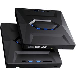 Delmark 4-in-1 USB 3.0 Externe DVD Speler en Brander + USB Hub - SD Kaartlezer - CD/DVD Lezer, Brander en Kaartlezer