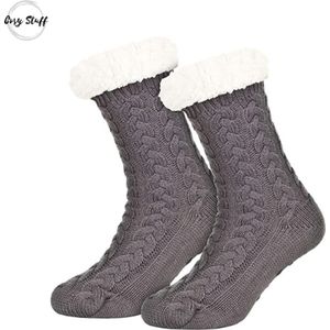 Cosy Stuff - Huissokken Dames en Heren - Grijs - Gevoerde sokken - Anti Slip Sokken - Fleece Sokken - Dikke Sokken - Warme Sokken - Winter Sokken
