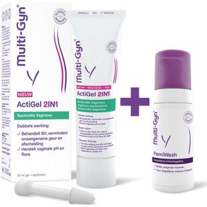 Multi-Gyn Actigel 2 in 1, 50 ml + FemiWash Mousse 100 ml - Vaginale behandeling tegen bacteriele vaginose, Herstelt pH waarde voor Vaginale Gezondheid, Vaginale verzorging voor dagelijkse Intieme Hygiene, mild en zeepvrij