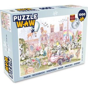Puzzel Parijs - Regenboog - Kinderen - Roze - Meisjes - Dieren - Legpuzzel - Puzzel 1000 stukjes volwassenen