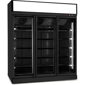 Professionele Display koelkast | 1530 L | 3 Glasdeuren | zwart | Lichtbak | Combisteel | 7455.2415 | Horeca
