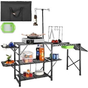 Goodfinds - Camping keuken tafel - Opvouwbaar - Inklapbare tafel - Camping tafel - 174x50x160cm