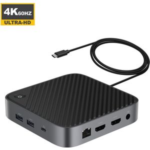 M-TECK USB-C Docking Station - 2 x HDMI - 3 x USB-A - Ethernet - Audio - SD/MicroSD - 1 x USB-C (100W) - voor alle merken Windows Laptop