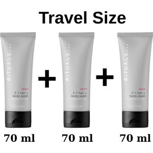 Rituals of Sport -3 x Hair+Body 2 in 1 Wash a 70 ml = 210 ml Gel Douche 2 en 1 + Gift bag