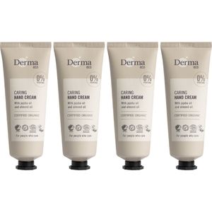 Derma Eco Hand Cream - 4-Pack 75ml - Vegan Creme - Natuurlijke Ingrediënten - Zijdezachte Handverzorging