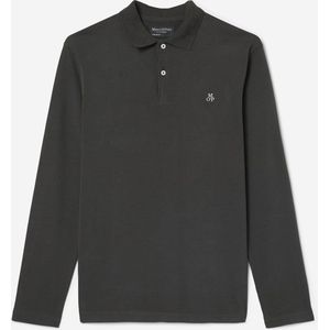Marc O'Polo - Poloshirt Lange Mouwen Antraciet - Modern-fit - Heren Poloshirt Maat L