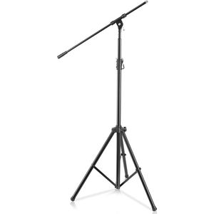 Pyle Microfoonstandaard, Microphone Stand met Uitschuifbare Telescopische Zwenkarm van 75 cm, Stabiele Driepootbasis en Verstelbare Hoogte van 130 tot 200 cm, Zwart