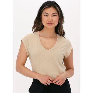 CC Heart Basic V-neck Tshirt Tops & T-shirts Dames - Shirt - Zand - Maat XS