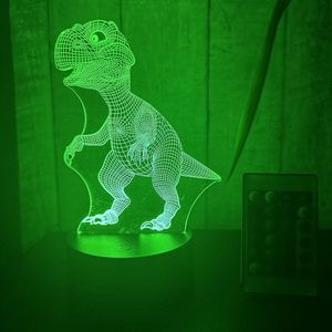 Klarigo® Nachtlamp – 3D LED Lamp Illusie – 16 Kleuren – Bureaulamp – T-Rex - Dino – Nachtlampje Kinderen ��– Creative lamp - Afstandsbediening