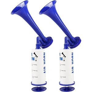 Handmatige Persluchthoorn 2 stuks - Voetbal Handbal Misthoorn Scheidsrechter Blauw