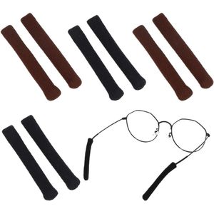 Allecto plus - Oorkussens 4 paar inbreikwaliteit voor bril - antislip brillenhoes - accessoires voor beugelafdekking (zwart + koffie)