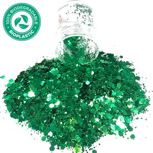 Biologisch Afbreekbaar Chunky Glitters (Groen) [Volume 8g - Biodegradable Festival Jewels Glitter Outfit Lichaam en Gezicht - Make-up Face Body - Kinderen Volwassenen Dames - Eco Friendly]