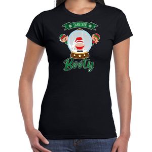 Bellatio Decorations fout kersttrui t-shirt dames - Kerstman sneeuwbol - zwart - Shake Your Booty XXL