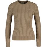 Gant - Gebreide Trui - Taupe Beige - Stretch Cotton Cable C-Neck