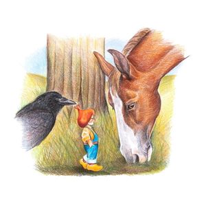 Kabouter Winslow en het paard - Canvas - 40 x 50 cm