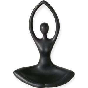 Boltze - Waxinelicht houder - Kaarsenhouder - Yoga - Keramiek - Vrouw - 30cm hoog