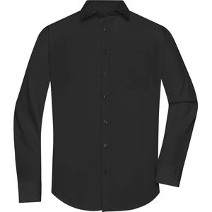 James and Nicholson Heren Longsleeve Poplin Shirt (Zwart)