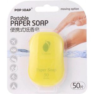 Zeepblaadjes - Papierzeep - Zeep Voor Onderweg - Reizen - Hygiëne - Wegwerp - Paper Soap - 50 Velletjes - Lemon - Citroen Geur