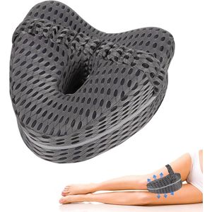 Kniekussen voor in bed - Beenkussen - Zijslaapkussen - Schootkussen - Ademend - Grijs