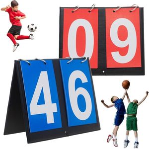 2 Cijfers Scorebord - 0 tm 99 - Telbord - Scorebord - Puntenbord - Scorebord Inklapbaar - Digit Flip Sport scorebord - Sporttafelscorebord - sportdashboard - 20.2 x 16.3 cm -Voor basketbal voetbal badminton honkbal - Rood en Blauw - 2 Stuks