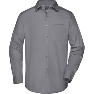 James and Nicholson Heren Longsleeve Poplin Shirt (Staalgrijs)