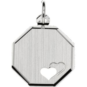 Classics&More graveerplaatje - zilver - achthoek - uitgesneden hart - 18 x 15 mm