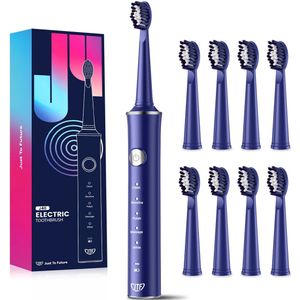 JTF - Sonic J40 - Elektrische Tandenborstel - Blauw - Inclusief 8 Opzetborstels - USB Oplaadbaar