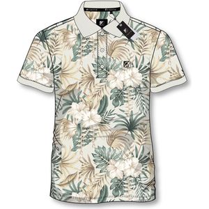 Gibson poloshirt heren Kairo1 off white flowers - maat S