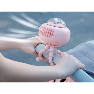 Mini ventilator - Roze - voor Kinderwagen, Babykamer en Box - Draadloos - Draagbare ventilator - 4 snelheden - Kind en baby vriendelijk - Zomer proof