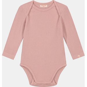 Romp & Roll - Romper lange mouw - Meegroeibuttons - Roze - Maat 74/80 - Organisch katoen- Zachte ribstof
