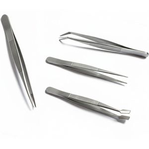 Hobby en verbanddoos Pincetten set - 2x - 4 delig - RVS metaal