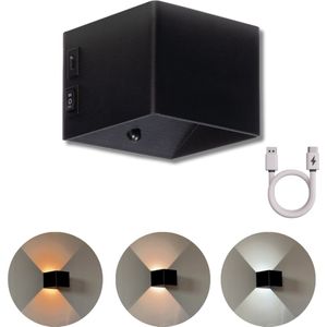 BandiO Wandlamp - Binnen - Oplaadbaar - 3 kleuren - 2700-6500K - Draadloos - Met sensor