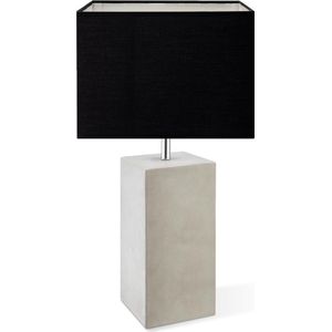 Home Sweet Home tafellamp Block - tafellamp Pillar beton inclusief lampenkap - lampenkap 25/25/18cm - tafellamp hoogte 45 cm - geschikt voor E27 LED lamp - beton/zwart