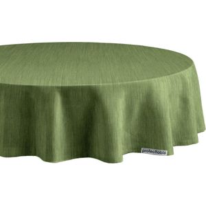 Rond Tafelzeil Linnenlook Groen Ø138cm - Tafelkleed Afwasbaar - Kunststof