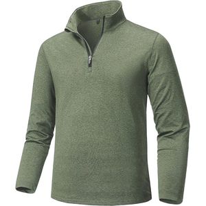 Heren Half Zip Funktionsshirt Hardloopshirt Lange Mouw Licht Fleece Pullover Sport Ademend Wandershirt