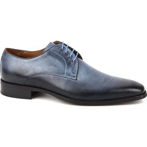 Suitable Leren Herenschoen Derby Print Blauw - Maat 45 - Heren - Nette schoenen
