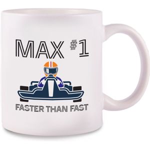 Mok MAX #1 - Faster than Fast - Kado Formule 1 - Mok - Max - Kampionen - Wereld Kampionen - Keramiek Mok - Go Max