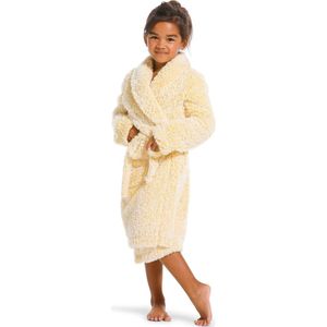 Fluffy badjas kind – kinderbadjas zacht geel – meisjes – warm & dik fleece – Rebelle – maat 104
