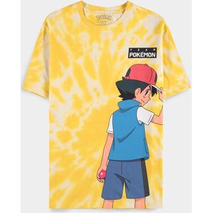Pokémon - Ash & Pikachu - Heren T-shirt - Geel