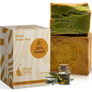 GREEN FADEL - Aleppo Zeep - 20% Laurierolie - 80% Olijfolie - 200g - Handgemaakt - Natuurlijke Zeep