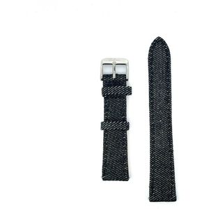 Colori 5-DS001 Horlogeband Denim 18mm - 20cm totaal lengte - Jeans - Binnenzijde Leer - Zwart