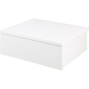 Asta Wit vierkant nachtkastje met 1 lade voor wandmontage - Minimalistisch design - Organisatie slaapkamer - B: 37 x H: 13 x D: 32 cm Beside shelf