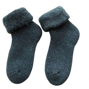 Warme winter sokken dames blauw - 1 paar - maat 36-40 - wol - gevoerd - damessokken - cadeautip
