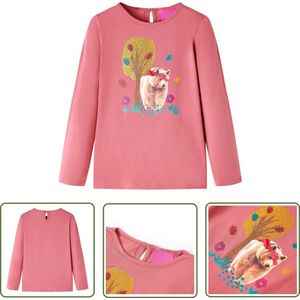 vidaXL Langmouwig Hemd - Kinderhemd - Kindershirt met lange mouwen 140 oudroze - Meisjeshemd - Roze Kleding - Kindermode