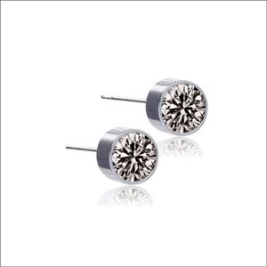 Aramat jewels ® - Aramat jewels-oorstekers-zirkonia- zweerknopjes-grijs- chirurgisch staal- 6mm-zilverkleurig