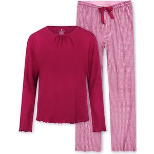 Little Label - kate dames pyjama-set - kleine ruit donkerrood - XS/ 34 - extra zachte bio-katoen
