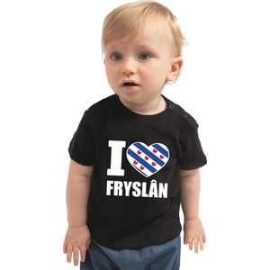 I love Fryslan baby shirt zwart jongens en meisjes - Kraamcadeau - Babykleding - Friesland landen t-shirt 62