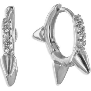 Silventi 9NBSAM-200048 Zilveren Oorringen met Studs - Dames - Zirkonia - Scharnier - 12,5 x 2 mm - Rhodium - Zilver